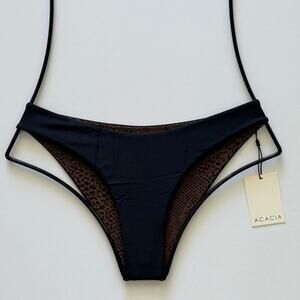 Acacia Swimwear Zuma Bikini Bottom - Licorice - Moderate Coverage - Small - NWT